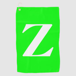 Bright Green White Monogram Golfhandtuch