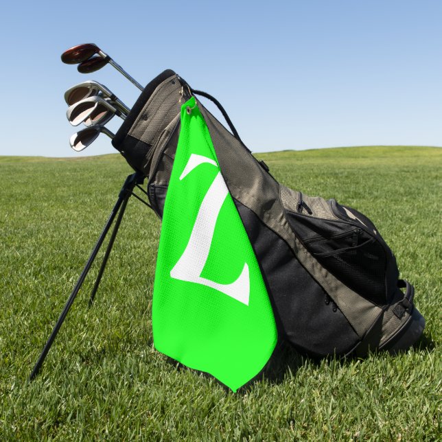 Bright Green White Monogram Golfhandtuch (Gras)