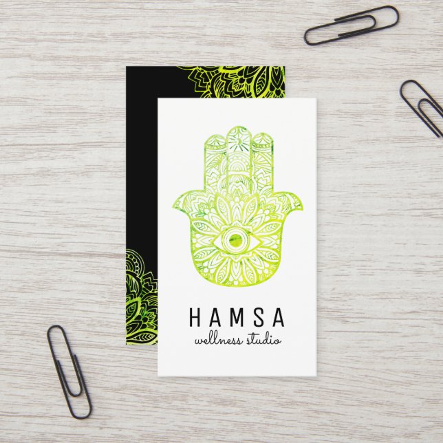 Bright Hamsa Reiki Business Cards Visitenkarte (Vorderseite/Rückseite Beispiel)