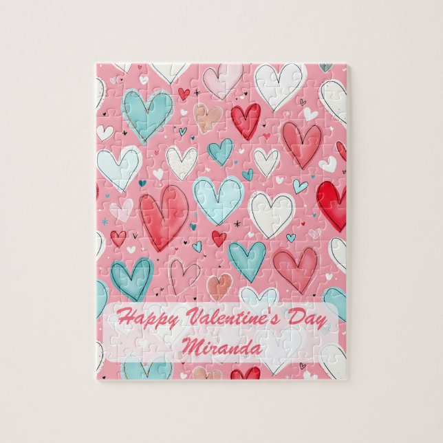 Bright Happy Valentine's Day Custom Heart Rainbow Puzzle (Vertikal)