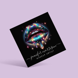 Bright Holographic Lips Makeup Artist, Beauty Quadratische Visitenkarte