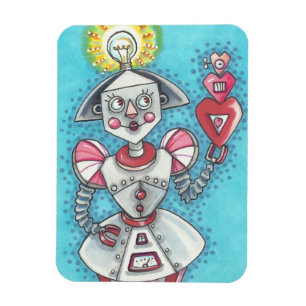 Bright Idea GIRL ROBOT HEARTS MAGNET *Customize