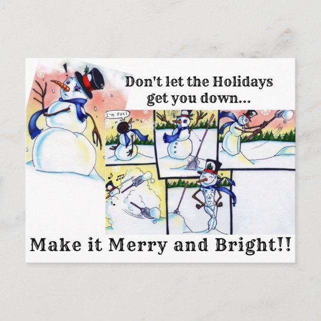 Bright Idea Snowman Postkarte (Vorderseite)
