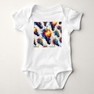 Bright Ideas - Colorful Light Bulb Pattern with Ab Baby Strampler