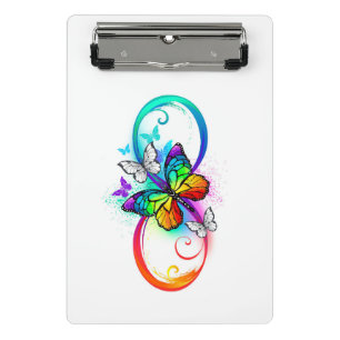 Bright infinity with rainbow butterfly mini klemmbrett