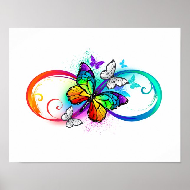 Bright infinity with rainbow butterfly poster (Vorne)