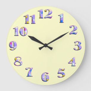 Bright ivory round clock with big cute numbers 02 große wanduhr