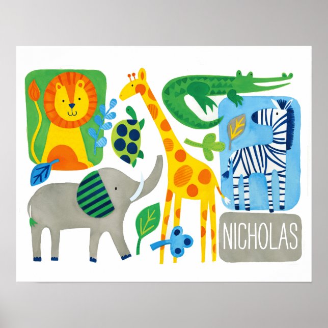 Bright Jungle Kids Customizable Wall Art print Poster (Vorne)