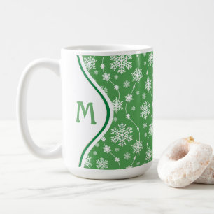 Bright Kelly Green Winter White Snowflake Muster Kaffeetasse