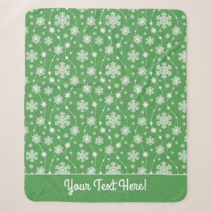 Bright Kelly Green Winter White Snowflake Muster Sherpadecke