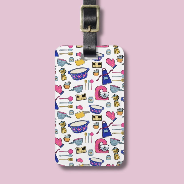 Bright Kitchen Utensitic Koch Kuchen Baker Gepäck Gepäckanhänger (KItchen utensil pattern luggage tag)