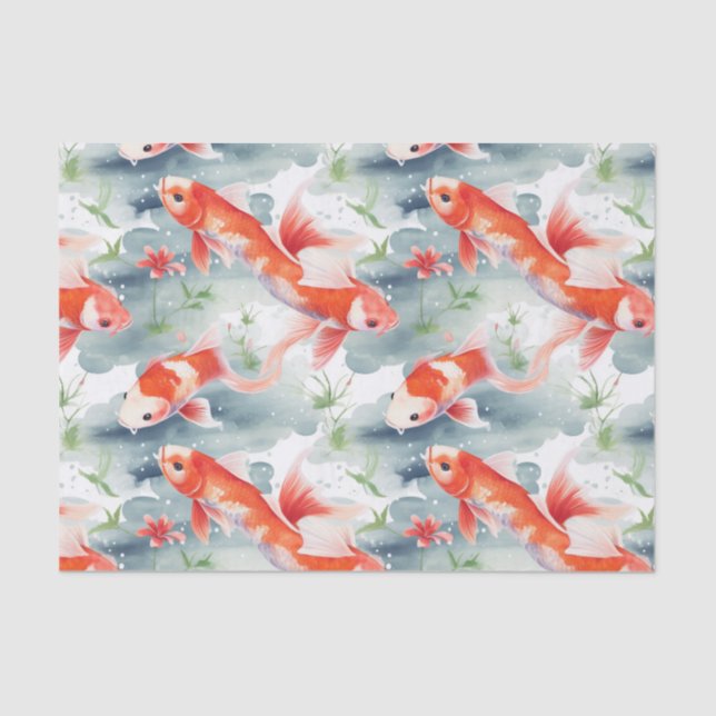 Bright Koi Fish Garden Badezimmer Dekoupage Seidenpapier (Vorderseite)
