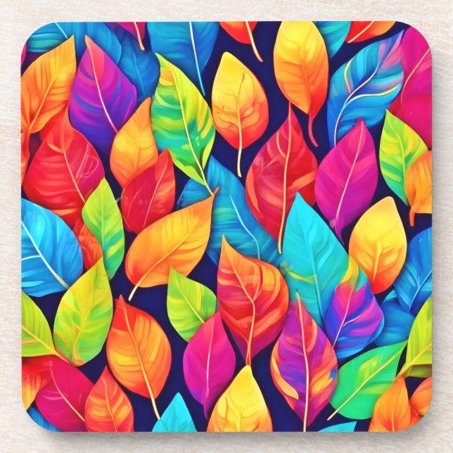 Bright Leaf Artwork Getränkeuntersetzer (Vorderseite)