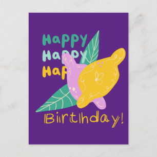 Bright Lemon Art Happy Birthday Lettering Postkarte