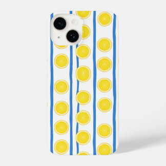 Bright Lemon Slice & Blue Stripe Case iPhone 14 Hülle