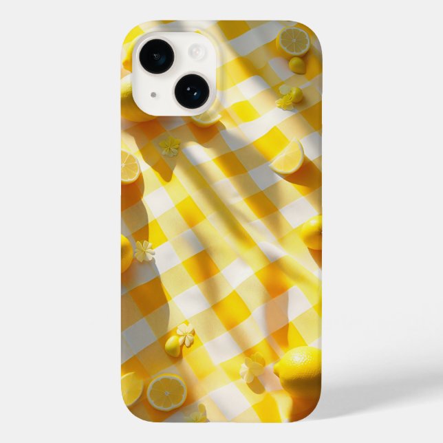 Bright Lemon Summer Picnic Phone Case Yellow Gingh (Rückseite)