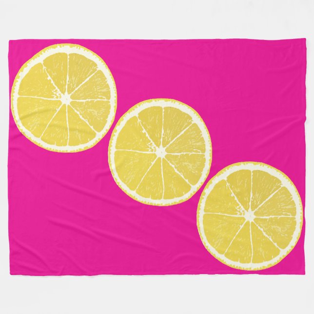 Bright Lemon Trio on Hot Pink Fleece Blanket (Vorderseite (Horizontal))