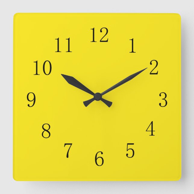 Bright Lemon Yellow Quadratische Wanduhr (Vorderseite)