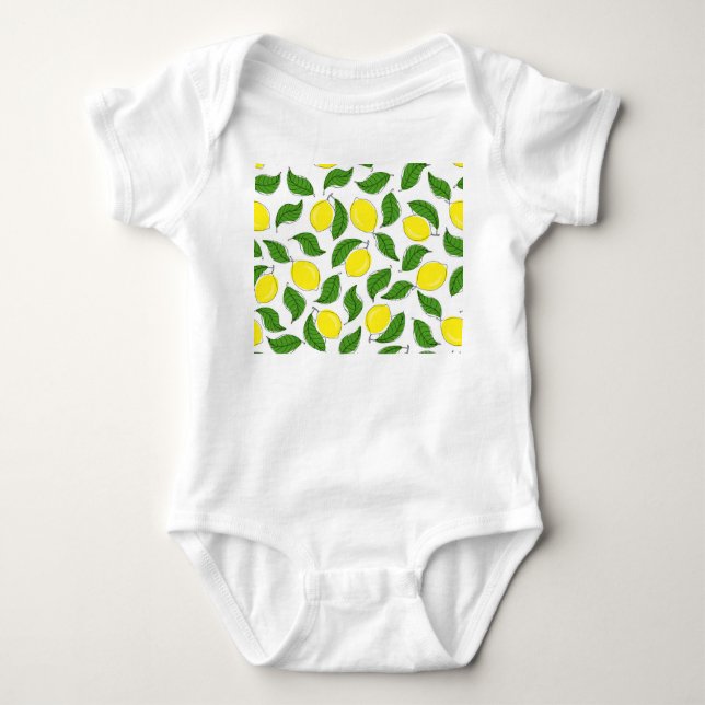 Bright Lemons Green Blätter Pattern Baby Strampler (Vorderseite)