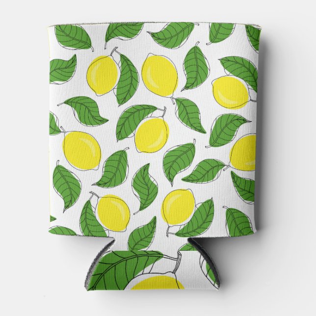 Bright Lemons Green Blätter Pattern Dosenkühler (Vorderseite)