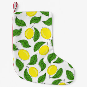 Bright Lemons Green Blätter Pattern Kleiner Weihnachtsstrumpf