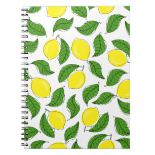Bright Lemons Green Blätter Pattern Notizblock