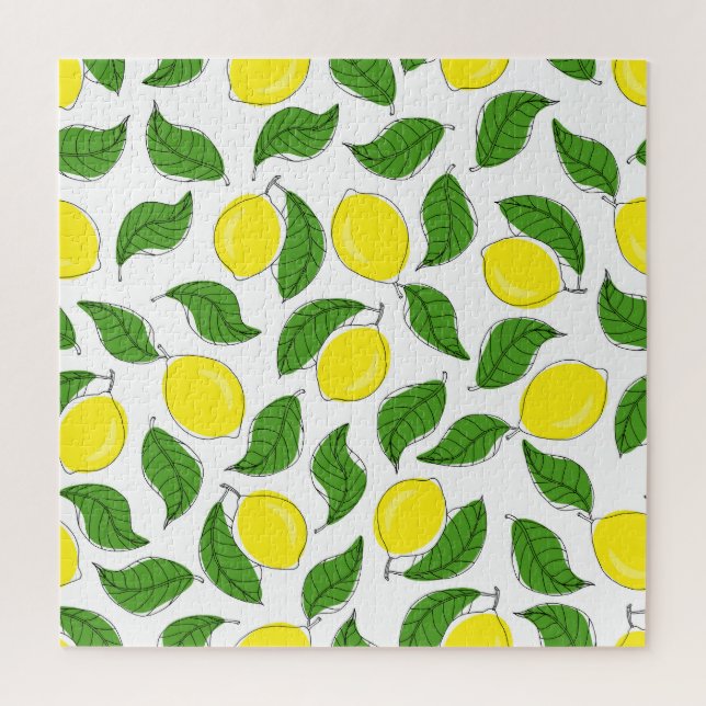 Bright Lemons Green Blätter Pattern Puzzle (Vertikal)