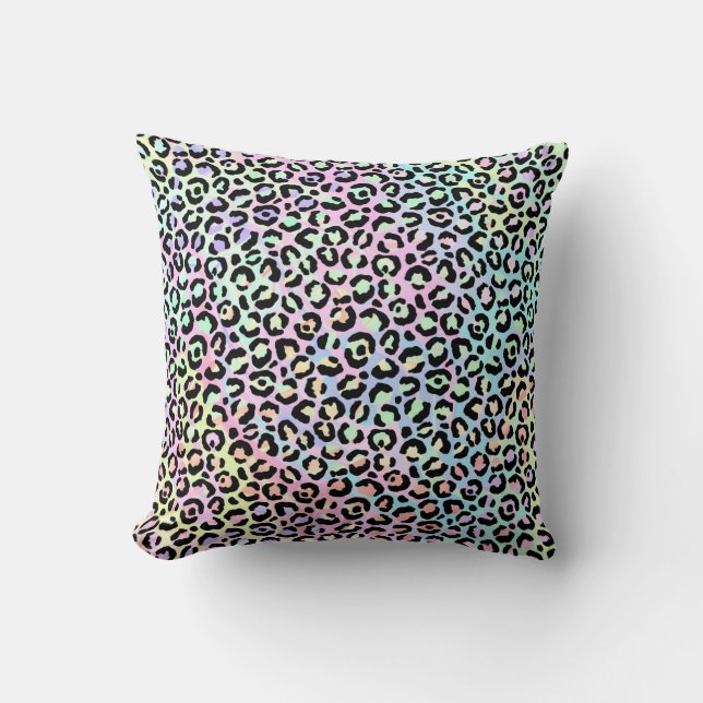 *~* Bright Leopard Rainbow Gold Animal Print Spot Kissen (Vorderseite)