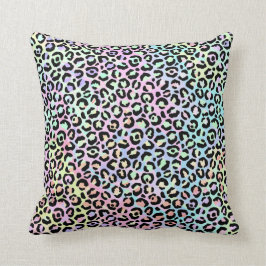 *~* Bright Leopard Rainbow Gold Animal Print Spot Kissen