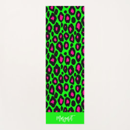 Bright leopard skin monogram name Yoga Mat Yogamatte
