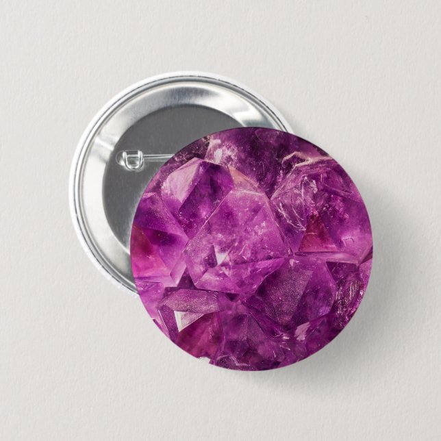 Bright Lila Amethyst Crystal Cluster Button (Vorne & Hinten)