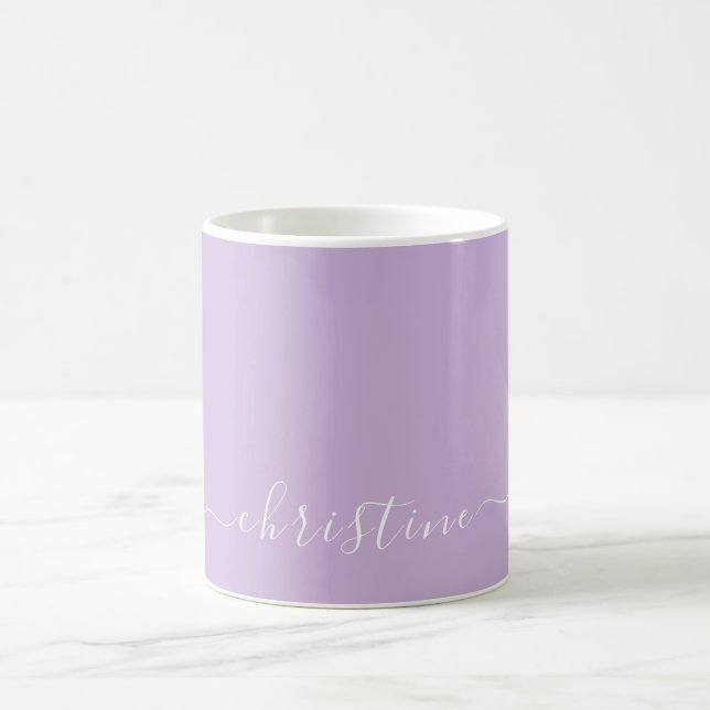Bright Lilac Mauve White Minimalistisch Name 015 Kaffeetasse (Mittel)