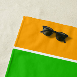 Bright Lime Green Orange White Racing Streifen Strandtuch