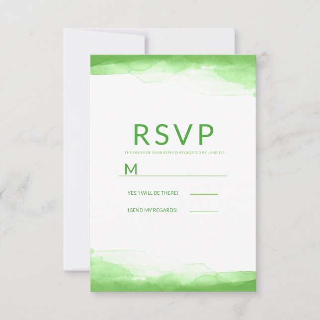 Bright Lime Green Watercolor Modernes Wedding RSVP (Vorderseite)
