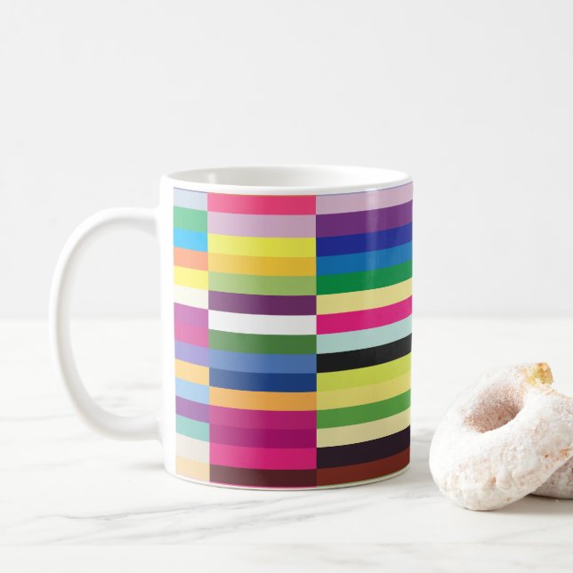Bright Lines Multicolor Stripe Muster Office Kaffeetasse (Mit Donut)