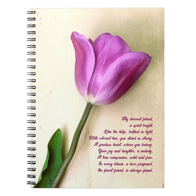 Bright Magenta Tulip Poetic Notizblock (Vorderseite)
