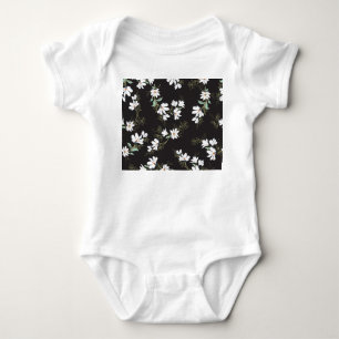 Bright Magnolia Floral Nahtloses Muster Baby Strampler