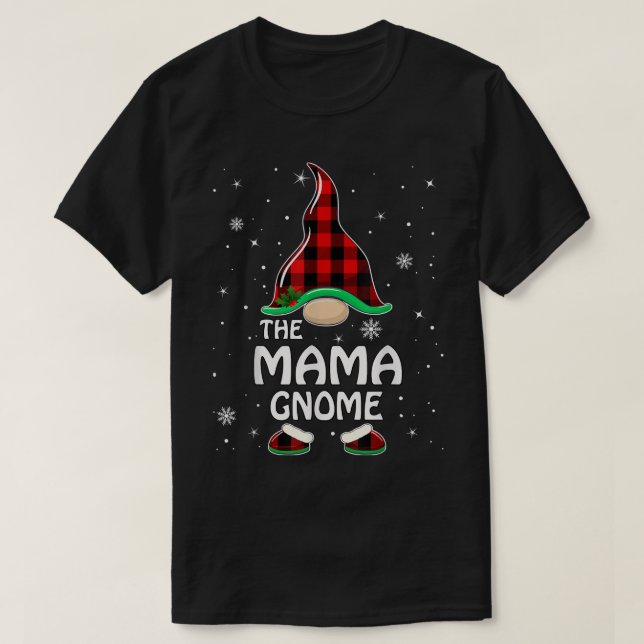 Bright Mama Gnome Buffalo Kariert Matching Family T-Shirt (Design vorne)