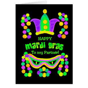 Bright Mardi Gras Card für Partner auf Black