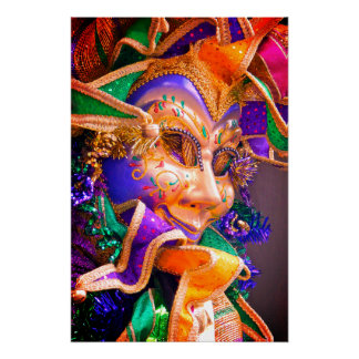 Bright Mardi Gras Mask Poster