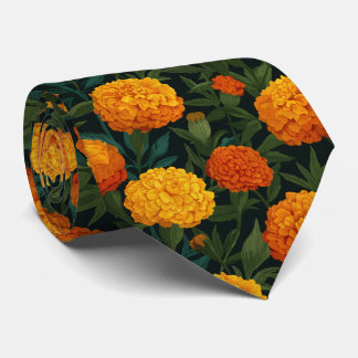 Bright Marigold Floral Pattern Krawatte