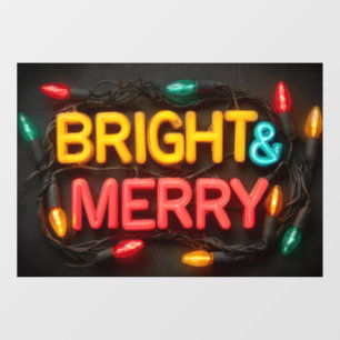 "Bright & Merry" leuchtendes Neon Sign Fensteraufkleber