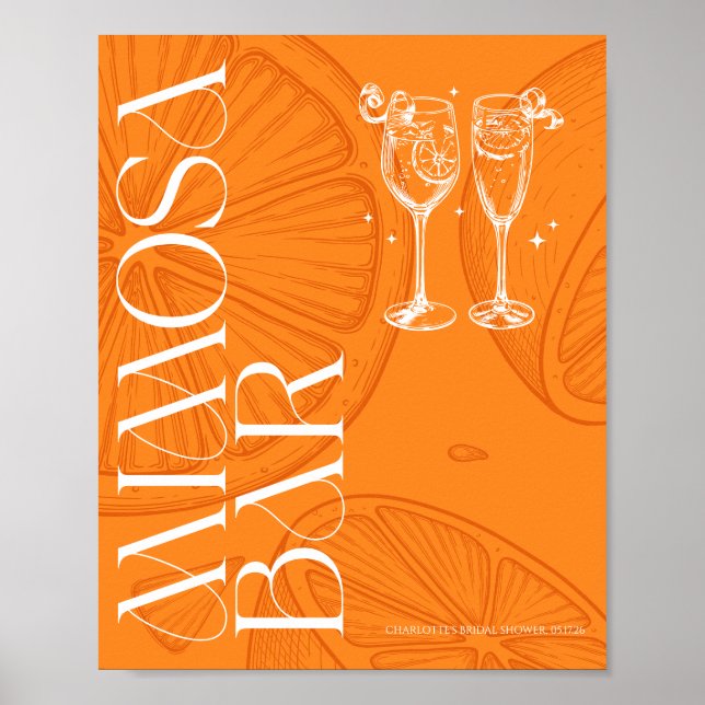 Bright Minimalist Citrus Bridal Mimosa bar sign Poster (Vorne)