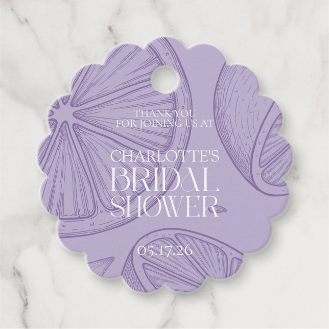 Bright Minimalist Citrus Bridal Shower Geschenkanhänger (Vorderseite)