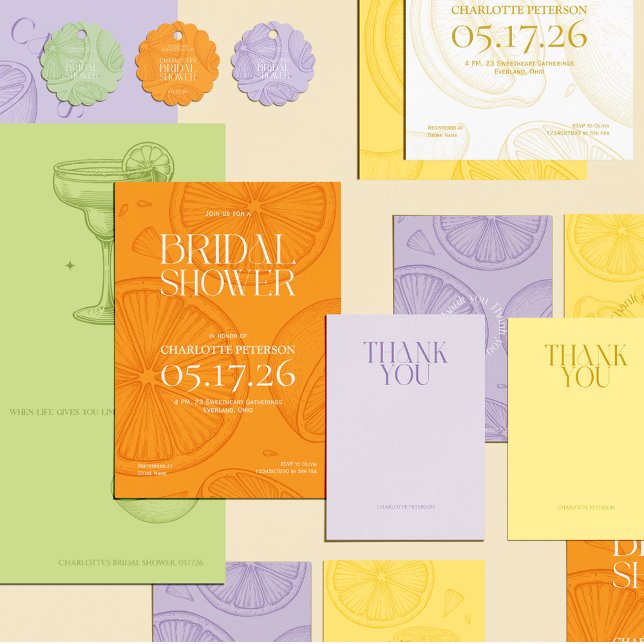 Bright Minimalist Citrus Bridal Shower invite Einladung (Von Creator hochgeladen)