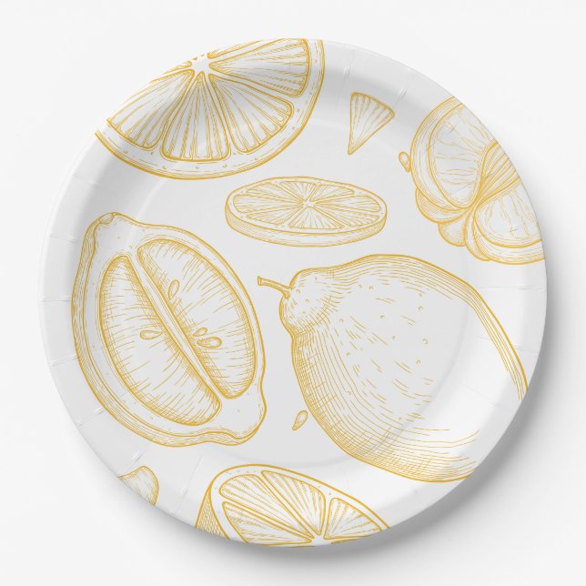Bright Minimalist Citrus Bridal Shower Pappteller (Vorderseite)