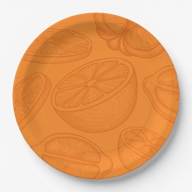 Bright Minimalist Citrus Bridal Shower Pappteller (Vorderseite)