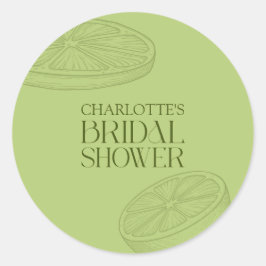 Bright Minimalist Citrus Bridal Shower Runder Aufkleber