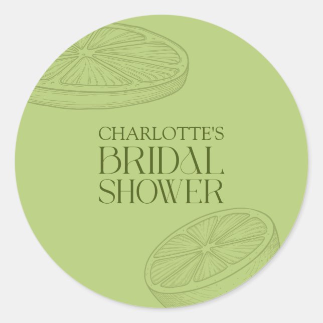 Bright Minimalist Citrus Bridal Shower Runder Aufkleber (Vorderseite)