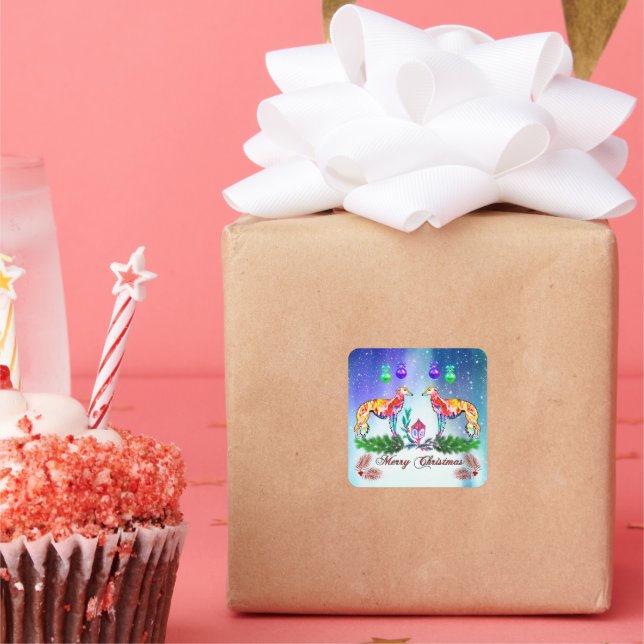 Bright  Modern Silken Windhound Quadratischer Aufkleber (Party)